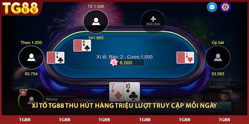 Xì tố TG88 thu hút hàng triệu lượt truy cập mỗi ngày 