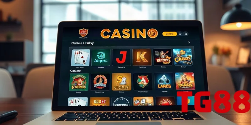Giao diện sảnh game bài TG88 trên máy tính với nhiều trò chơi